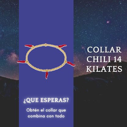 Collar forma de Chili 14 kilates