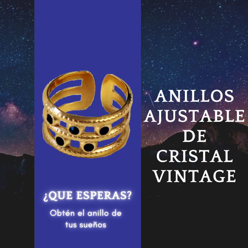 Anillos Ajustables de Cristal Vintage